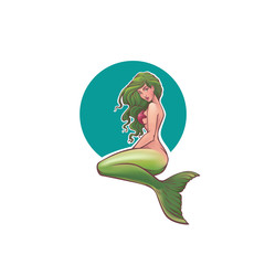 Obraz na płótnie Canvas underwater beautiful mermaid, girl cartoon image in realistic style