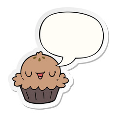 cute cartoon pie and speech bubble sticker
