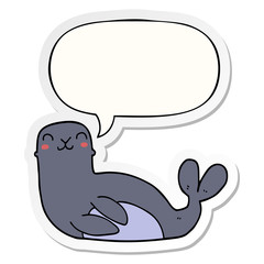 cartoon seal and speech bubble sticker