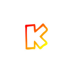 warm gradient line drawing cartoon letter k