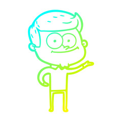 cold gradient line drawing cartoon happy man