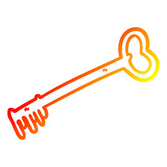 warm gradient line drawing cartoon fancy old key