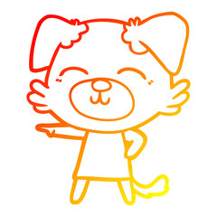 Obraz premium warm gradient line drawing cartoon dog in dress pointing