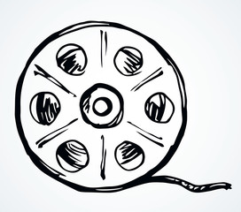 Film reel symbol. Vector drawing