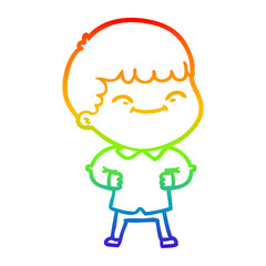 rainbow gradient line drawing cartoon happy boy