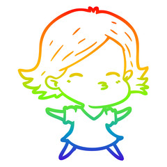 rainbow gradient line drawing cartoon woman