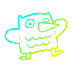 Obraz premium cold gradient line drawing funny cartoon owl