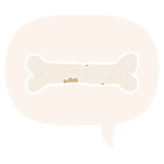 cartoon bone and speech bubble in retro style