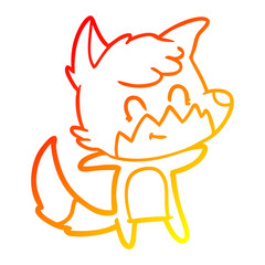 warm gradient line drawing cartoon friendly fox