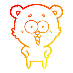 warm gradient line drawing laughing teddy  bear cartoon