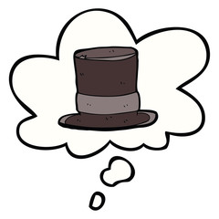 cartoon top hat and thought bubble