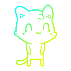 cold gradient line drawing cartoon happy cat