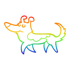 rainbow gradient line drawing cartoon dog