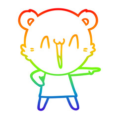rainbow gradient line drawing happy bear cartoon