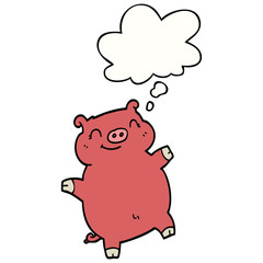 cartoon pig and thought bubble