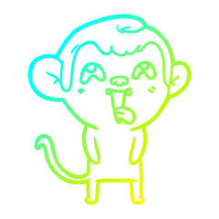 cold gradient line drawing crazy cartoon monkey