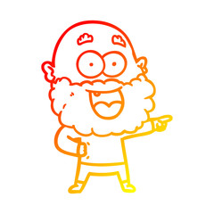warm gradient line drawing cartoon crazy happy man with beard
