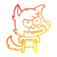 warm gradient line drawing cartoon grinning fox