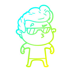 Obraz premium cold gradient line drawing cartoon cool guy