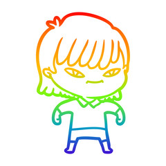 rainbow gradient line drawing cartoon woman