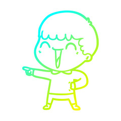 Obraz premium cold gradient line drawing cartoon happy man