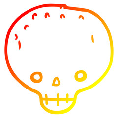 warm gradient line drawing cartoon skull