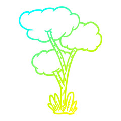 cold gradient line drawing Cartoon tree