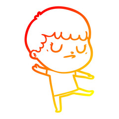 warm gradient line drawing cartoon grumpy boy