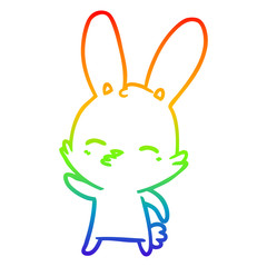 rainbow gradient line drawing curious bunny cartoon