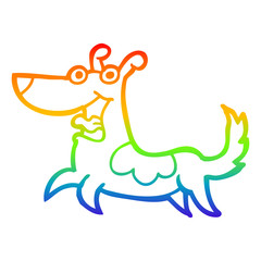 rainbow gradient line drawing happy dog cartoon