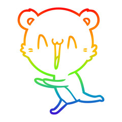 rainbow gradient line drawing running bear cartoon