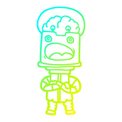 cold gradient line drawing cartoon robot