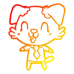 warm gradient line drawing laughing cartoon dog manager