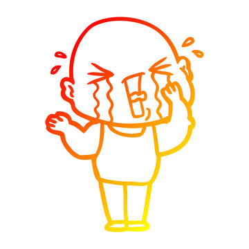 recommend clip art: warm gradient line drawing cartoon crying bald man