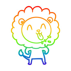 rainbow gradient line drawing happy cartoon lion