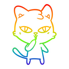 rainbow gradient line drawing cartoon cat
