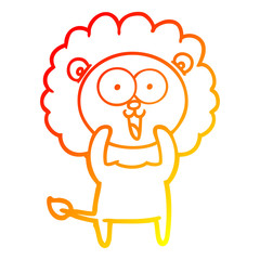 warm gradient line drawing happy cartoon lion