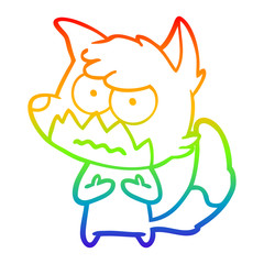 rainbow gradient line drawing cartoon annoyed fox