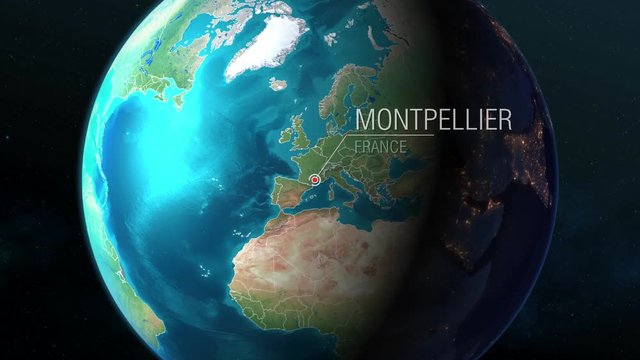 France - Montpellier - Zooming from space to earth