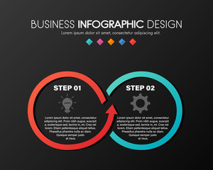 Business infographic design with 2 steps. Vector