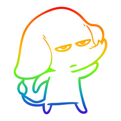 rainbow gradient line drawing annoyed cartoon elephant