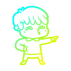 cold gradient line drawing cartoon man confused