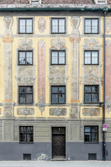 typical facades of german old houses in baviera