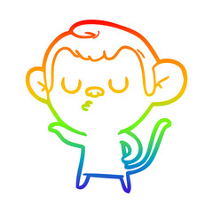 rainbow gradient line drawing cartoon monkey