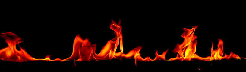Fototapeta premium Fire flames on Abstract art black background