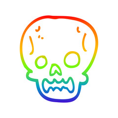 rainbow gradient line drawing cartoon halloween skull