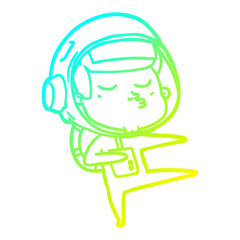 cold gradient line drawing cartoon confident astronaut © lineartestpilot