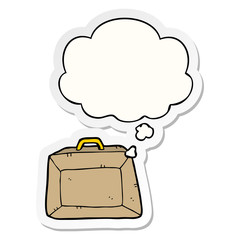 cartoon budget briefcase and thought bubble as a printed sticker