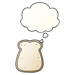 cartoon slice of bread and thought bubble in smooth gradient style