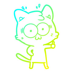 cold gradient line drawing cartoon surprised cat